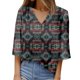 thumbnail image 1 of Gibobby Blusa Casual de Mujer Camiseta mujer con cuello en V, manga corta, manga siete cuartos, estampado casual(Negro,CH), 1 of 4