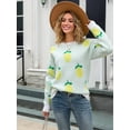 thumbnail image 5 of Women'S 2025 Autumn and Winter Knitted Loose Personality Lemon Sweater Round Neck Casual Long Sleeve Tops White S, 5 of 7