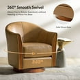 thumbnail image 6 of Tina's Home Genuine Leather Swivel Barrel Chair Modern Upholstered Armchair Solid Wood Base Living Room Camel, 6 of 7