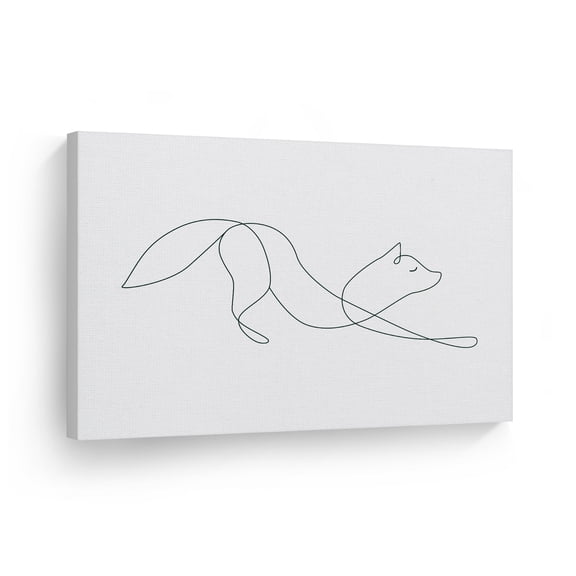 Smile Art Design Black and White One Line Minimalism Art Dog Animal Drawing Painting Abstract Canvas Wall Art Print Office Living Room Dorm Bedroom Aesthetic Modern Home Decor Ready to Hang - 8x12