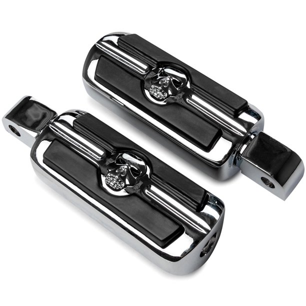 Krator Chrome Skull Foot Pegs Compatible with Honda Rebel 250 1996