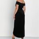 thumbnail image 3 of Vestido de terciopelo con un hombro al descubierto para mujer - Poliéster y spandex, elegante para la noche y la playa, 3 of 8