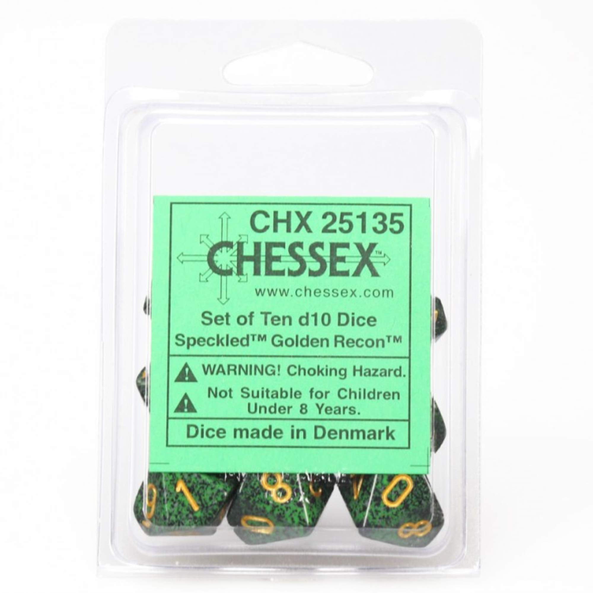Ten Sided Die d10 Set CHX 25135 10 Chessex Dice Sets: Golden Recon Speckled 