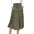 thumbnail image 2 of MOSHU High Waist Midi Skirt for Women A-Line Pleated Skirts with Pockets Flowy Dresses, 2 of 9