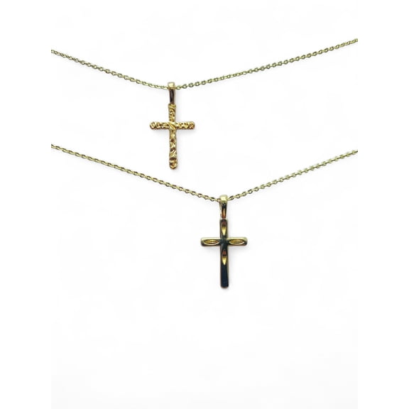 14K Bonded Gold Four Prong Cross Chain by Artisan Jeweler