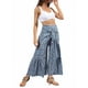 thumbnail image 3 of VISgogo Pantalones casuales de playa para mujer, pantalones anchos de cintura alta con vendaje delantero, S/ M/ L/ XL VISgogo moda, 3 of 8