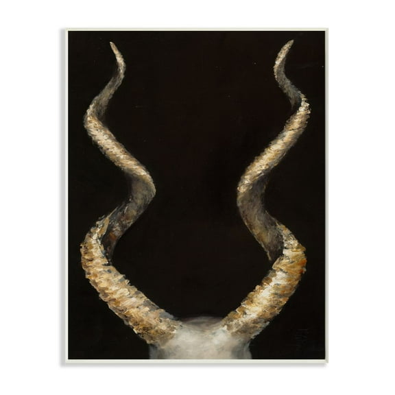 Stupell Industries Goat Horns Shadow Black Gold Animal Painting Wall Plaque by Third and Wall