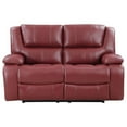 thumbnail image 3 of Mila 2pc Manual Recliner Sofa and Loveseat Set- Red Faux Leather- Wood, 3 of 6