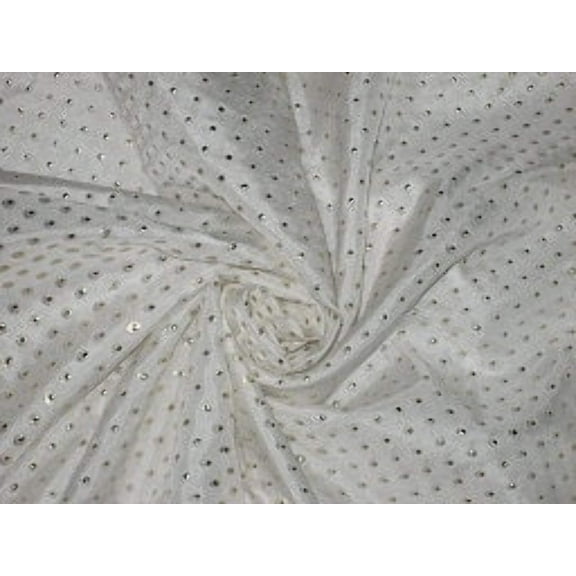 RICH IVORY COLOUR HABOTAI SILK Fabric with Gold Embossing