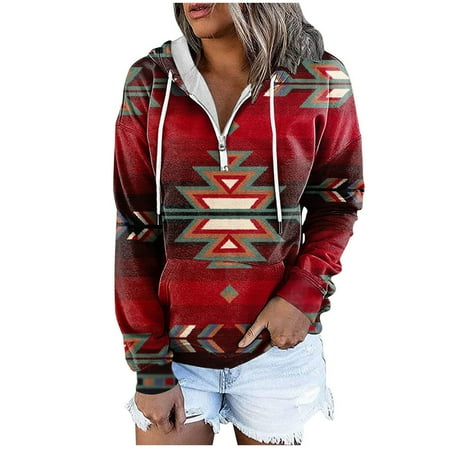 

Ziloco Women s Fashion Printed Loose Long Sleeve Blouse Casual Tops Sweatershirt Hoodies fall shirts for women 2022 scrub tops women Red M