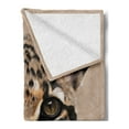 thumbnail image 2 of Animal Soft Flannel Fleece Throw Blanket, Baby Leopard Portrait Wildlife Tropical Feline Illustration, Cozy Plush for Indoor and Outdoor Use, 60" x 80", Umber Cocoa Brown, by Ambesonne, 2 of 5