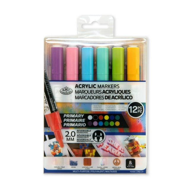 Royal & Langnickel 12pc 2MM Primary Acrylic Painting Marker Set