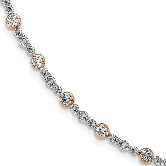 White Sterling Silver bracelet CZ Cubic Zirconia 7.25 in 4 mm