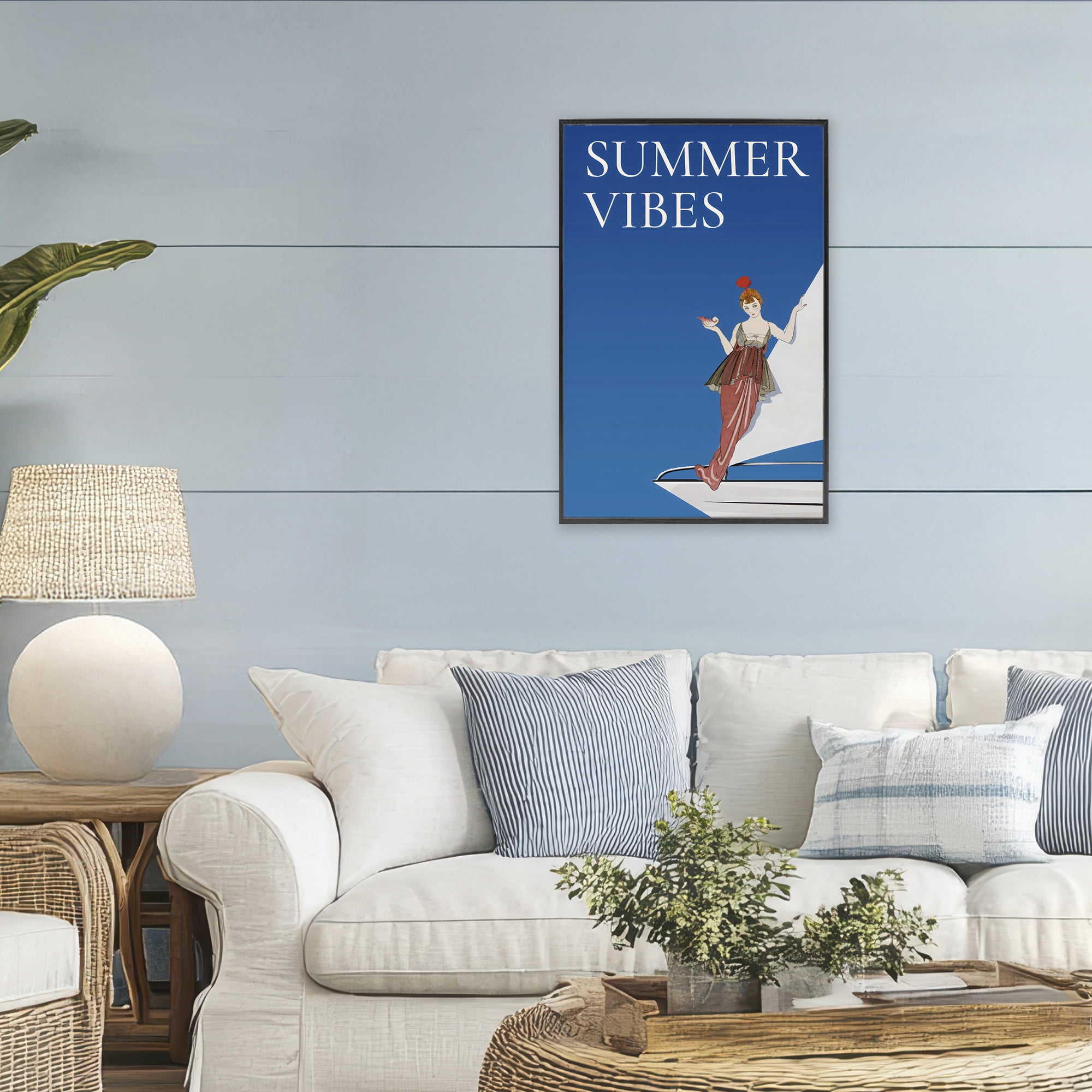 Stupell Industries Summer Vibes Vintage Yacht Black Framed Giclee Art, design by Creative Studio