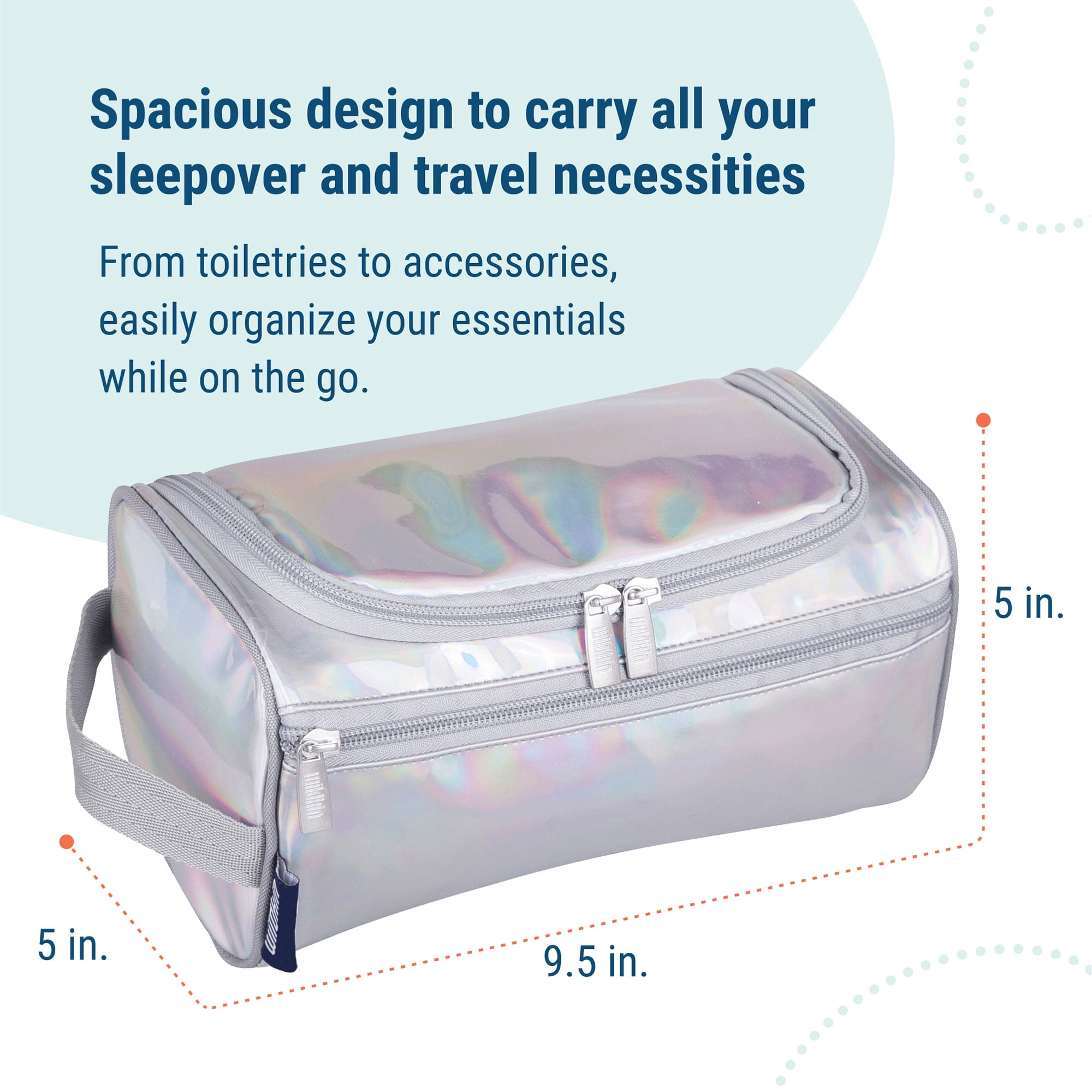 Wildkin Kids Travel Toiletry Bag (Holographic Silver)