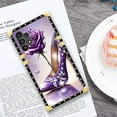thumbnail image 6 of FKBRCL4U Compatible with Samsung Galaxy A32 4G Case, High Heeled Purple Diamond Rose Luxury Golden Decoration for Girl Women Soft TPU Shockproof Protective Hard PC Back, 6 of 7