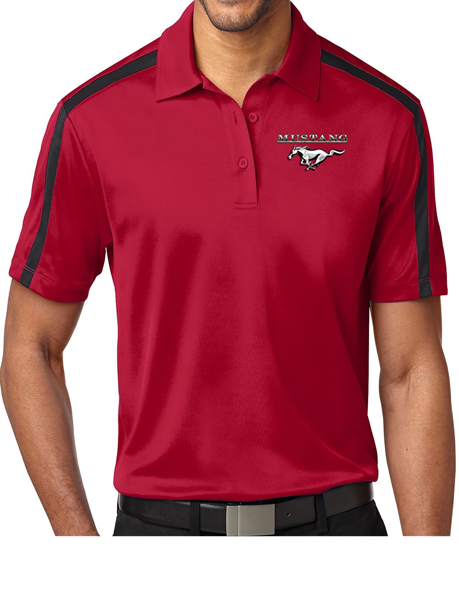 Buy Cool Shirts - Mens Mustang Pocket Colorblock Polo Shirt - Red