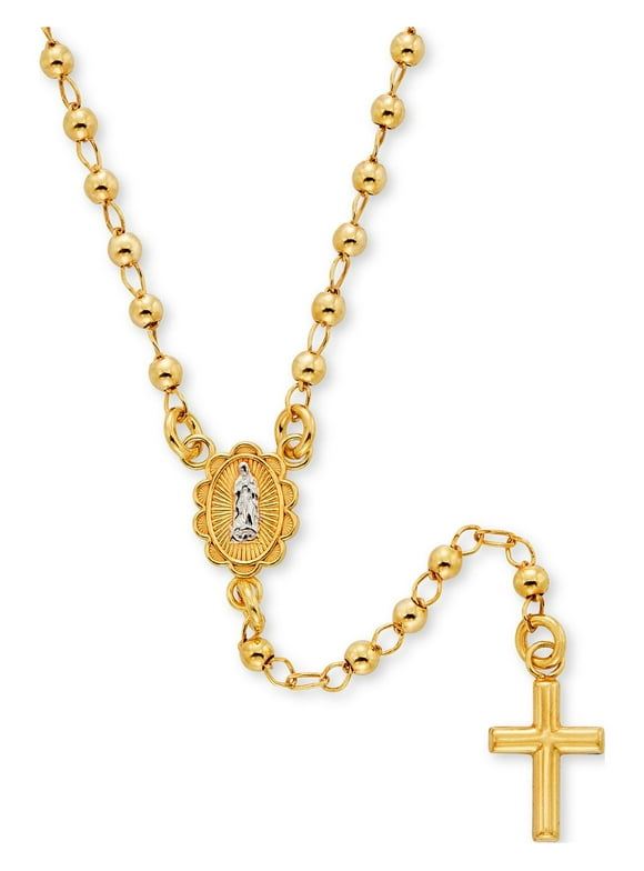Brilliance Fine Jewelry 14K Gold Plated Sterling Silver Beads Childrens Female Rosary Necklace