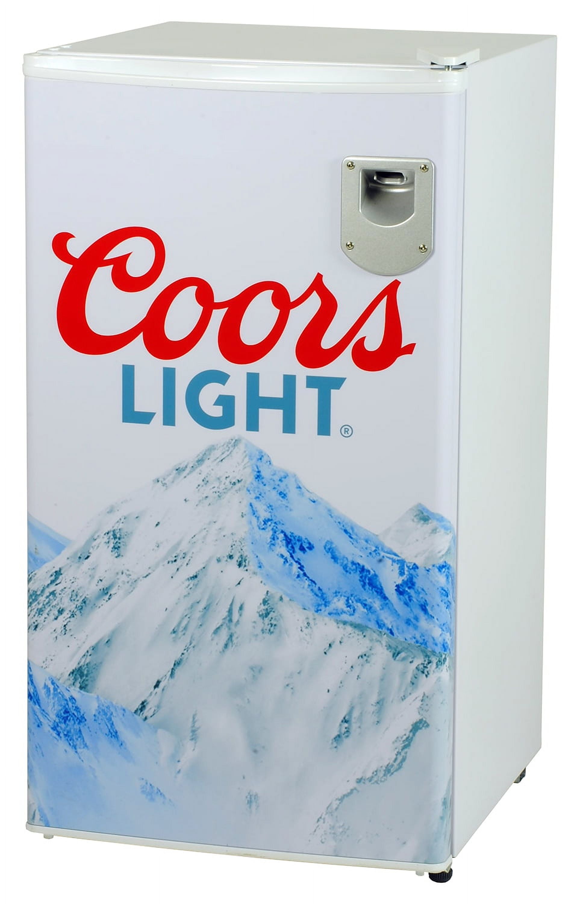 Coors Light 3.2 cu ft (90L) Compact Fridge with Bottle Opener, 95 Quart Capacity, Portable for Snacks, Beverages, Beer, Dorm, Office, or RV