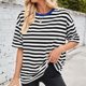 thumbnail image 4 of mfyjkho Tops Para Hacer Ejercicio Para Mujer, Camiseta Informal Holgada De Manga Corta Con Cuello Redondo Y Estampado A Rayas Para Mujer Tops Para Hacer Ejercicio Para Mujer S, 4 of 6