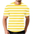 thumbnail image 2 of Kinrui Men's Big and Tall T Shirts Short Sleeve Crew Neck Stripes T-shirt Casual Loose Color Block Summer Tops Yellow 2XL, 2 of 6