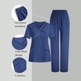 thumbnail image 3 of Gytharion Medical Scrub Sets for Women Short Sleeve V Neck Scrub Top and Stretch Pant Womens Professional Nursing Uniform Workwear with Pockets, 3 of 9