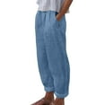 thumbnail image 1 of Pantalones anchos de cintura alta para mujer: pantalones elásticos con cordón, poliéster, estampado, bolsillos laterales, corte deportivo informal., 1 of 6