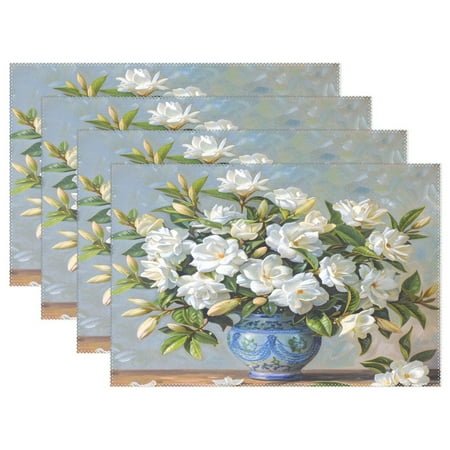 

Ryvnso Placemats Set of 4 Blooming Jasmine Flowers Dining Mats Heat-Resistant Non-Slip Washable Table Mat