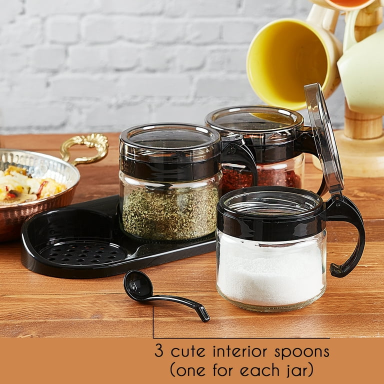 CRYSTALIA Spice Jar Set, Plastic Seasoning Shaker with Lids and