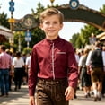 thumbnail image 2 of JAJAHO Boys Button Down Shirt Long Sleeve Stand Collar Regular Fit Dress Shirts School Uniform Formal Wear For Kids 2-14Y Trendy Tops, 2 of 4