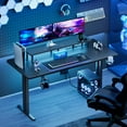 thumbnail image 3 of HLDIRECT 55 inch Gaming Desk with LED Lights & Power Outlet, Computer Gamer Desk with Monitor Stand, 3 of 8