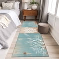 thumbnail image 3 of Summer Nautical Runner Rugs 2x6 ft White Sea Turtle Coral Silhouette Wood Grain Washable Hallway Rugs Non-Slip Floor Mats Absorbent Carpet Bedside Runners for Bedroom Kitchen Bathroom Laundry Room, 3 of 9