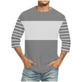 thumbnail image 1 of Blusas y camisas de manga larga con cuello redondo para hombre, estilo casual, con patchwork, cuello redondo, manga corta, blusa estampada para hombre, 1 of 4