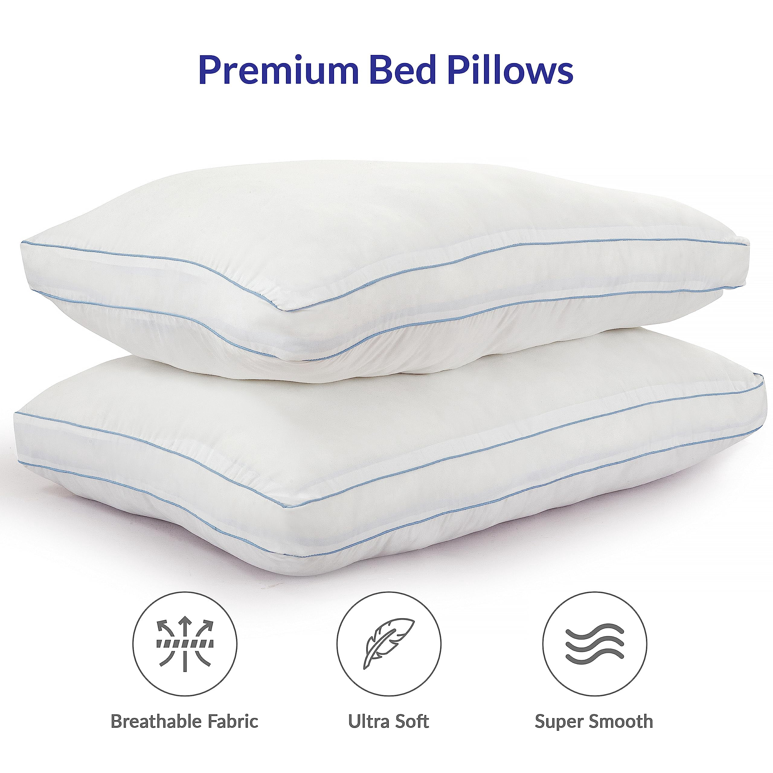 ROYALE LINENS Pillows Standard Size Set of 2 - Bed Pillows for Sleeping - Cooling Pillow for Back, Stomach & Side Sleepers - Down Alternative Standard Pillow - Hotel Quality - (20x26 Inche,Pack of 2)