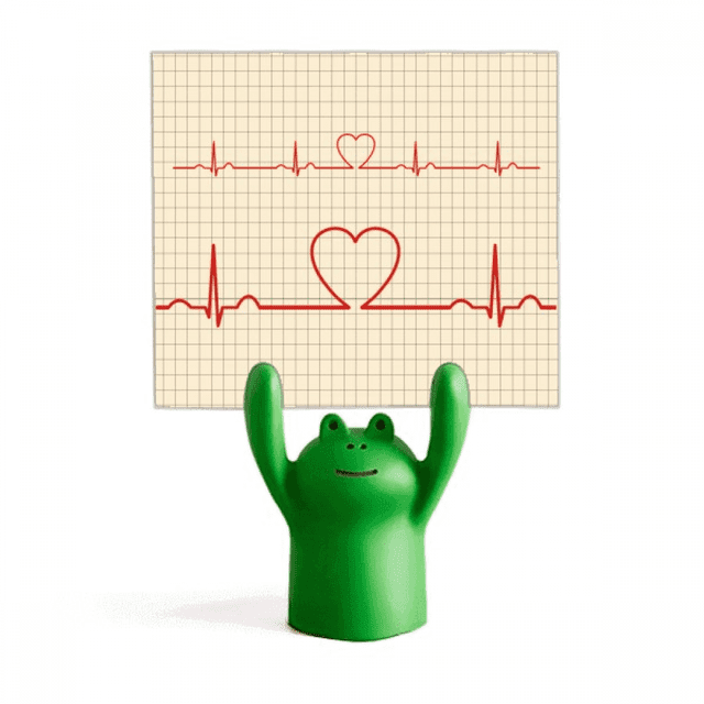 Electrocardiograma corazon patron de diseño creativo Estante de notas, estante de ranas de animales de dibujos animados