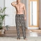thumbnail image 2 of Balery Black Plaid Heart Pantalones de pijama para hombre, pijama ultraligero, pantalón de descanso-Large, 2 of 6