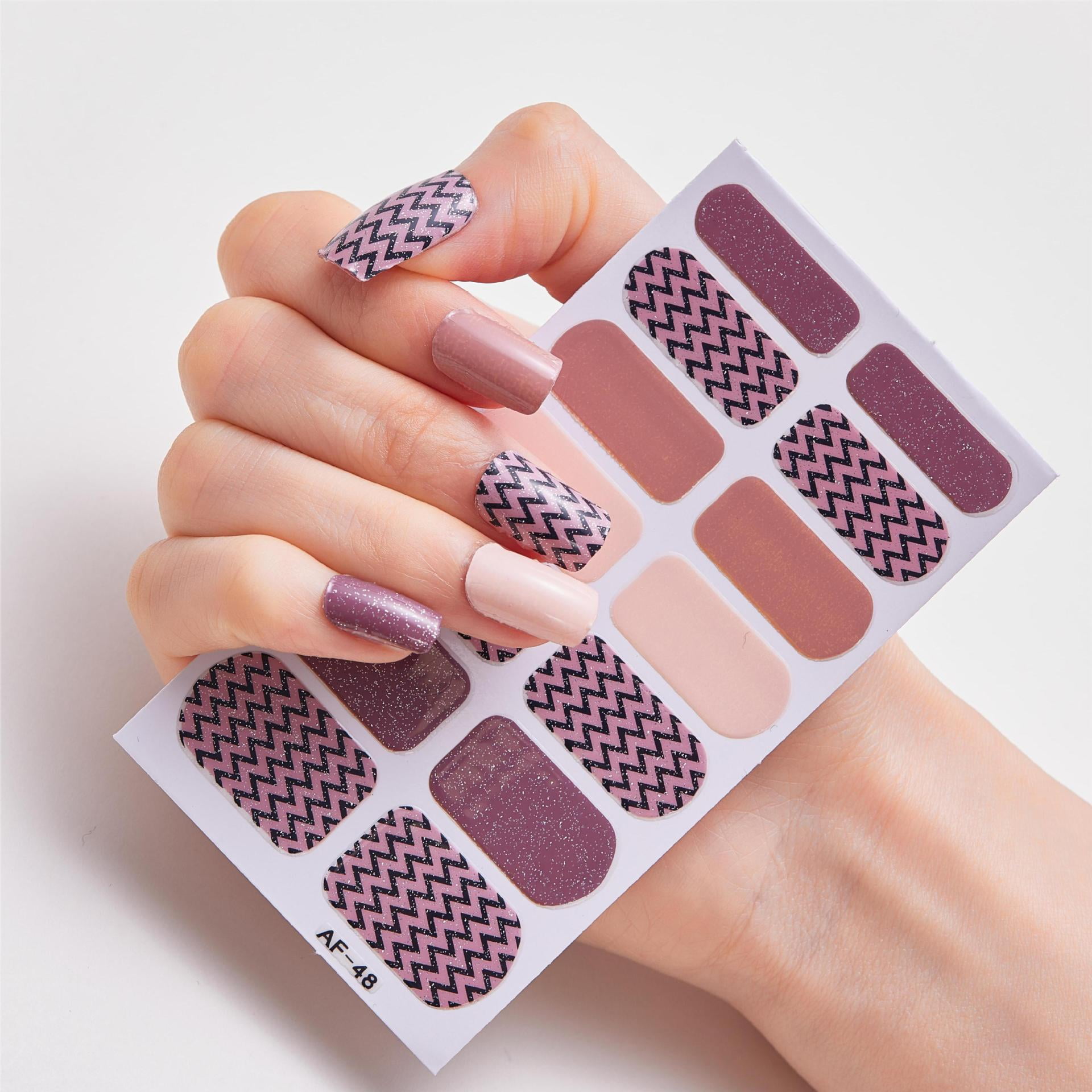 Cured Gel Nail Polish Strips Stickers, Adhesive Full Wrap Gel Nail