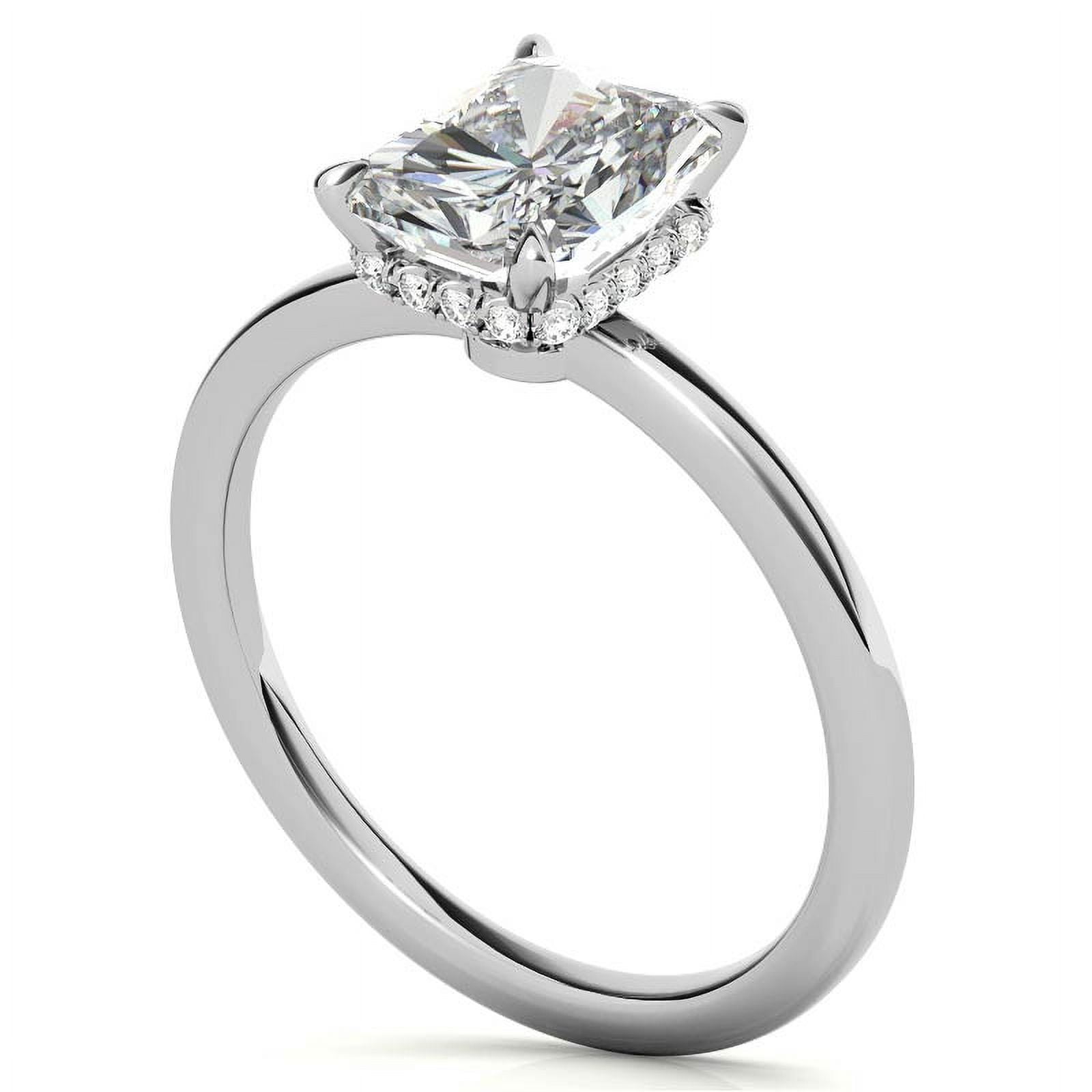 Solitaire Brilliance 2.5CT Radiant Moissanite Engagement Ring for Women 14K White Gold, 8 US