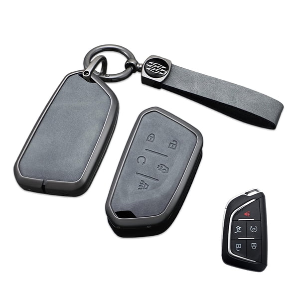 Zinc Alloy Metal Key Fob Case Cover Shell Accessories with Keychain Compatible for Cadillac CT5 CT6 XTS XT4 XT5 ATS 2020-up 5/6 Buttons Smart Remote Control Protector