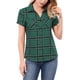 thumbnail image 1 of Camisas de cuadros para mujer Inspire Chic, con cuello de punta y botones, color verde L, 1 of 7