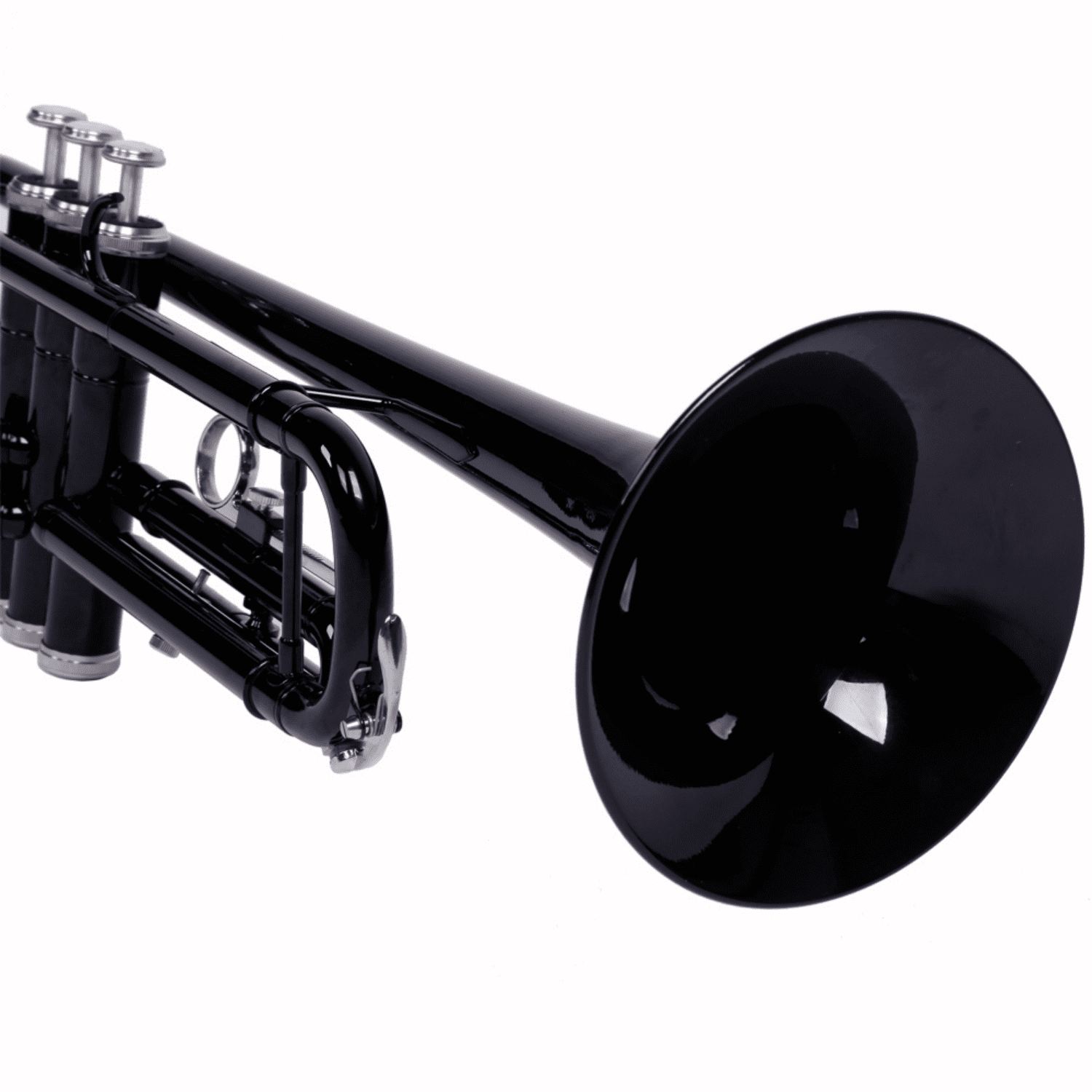 Hassch Drop B Brass Trumpet Set with Case, Mouthpiece & Gloves, Black