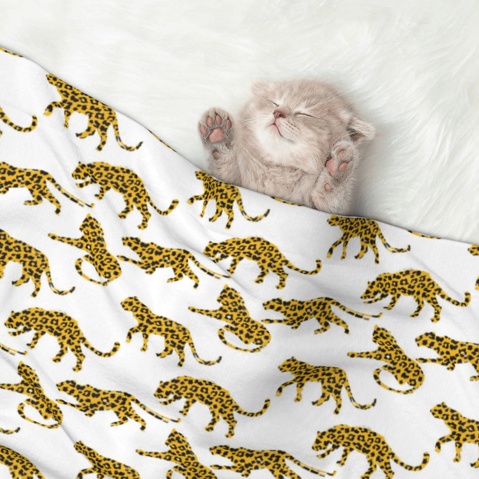 Naloa Leopard Print Dog Blanket, 3 Sizes Cat Blanket for Indoor Cats Large Medium Small Dog Gifts-Small