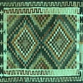 thumbnail image 1 of Ahgly Company Machine Washable Indoor Square Southwestern Turquoise Blue Country Area Rugs, 7' Square, 1 of 4