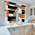thumbnail image 3 of Orange Kitchen Curtains Black Grey Window Curtains Valance and Tier Set 36 Inch, White Modern Rod Pocket Short Tier Curtain for Bathroom, Abstract Art Small Cafe Curtains for Kitchen Decor, 3 of 6