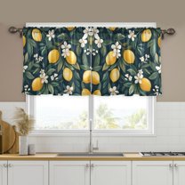 Yayeee Kitchen Curtains Set of 2 Light Filtering 57"x36" Over Sink Window Panels, Floral Lemons