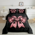 thumbnail image 3 of Feelyou Vintage Pink Bowknot Bedding Comforter Set for Women, Tribal Damask Flower Twin Comforter Sets, Wester Old Fashion Reversible Bedding Set, Breathable Home Decor, 2pcs, 3 of 9