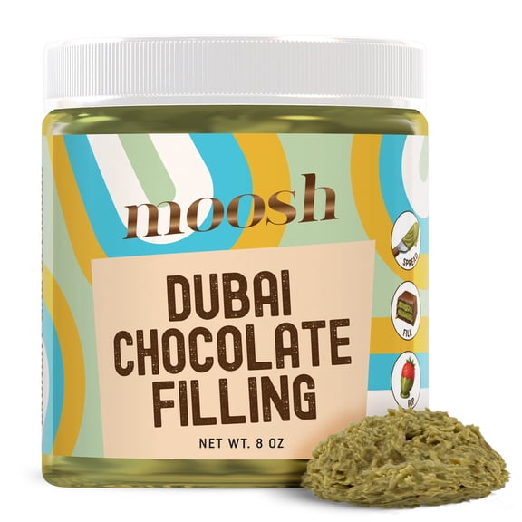 Moosh Dubai Chocolate Bar Filling – Viral Pistachio & Kataifi Spread for Desserts, Toast, and Candy Making (8 oz)