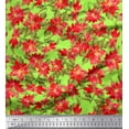 thumbnail image 1 of Soimoi Velvet Fabric Holly Leaves & Floral Print Sewing Fabric Yard 58 Inch Wide, 1 of 3