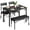 Black, variant on Jojoka 4 Piece Dining Set for 4, Table with 2 PU Leather Upholstered Chairs and Bench, Wood Top Dinette Breakfast Home Furniture for Small Kitchen, Apartment, Dining Room, Rustic Grey
