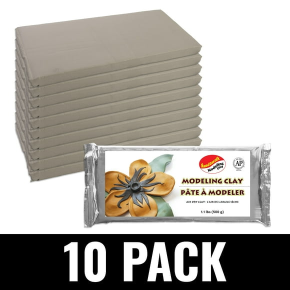 Sandtastik Air Dry Modeling Clay Value 10-Pack (11.1 lb) - Ten Packs of White 1.1 lb Premium Self-Hardening Clay for Crafts, Art, Decoration, Classrooms - Ready-to-Use